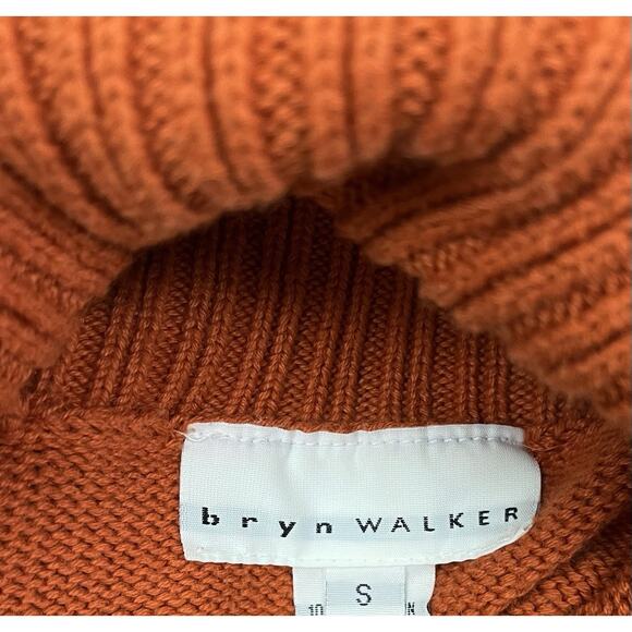 Bryn Walker Orange Funnel Turtleneck Sweater 100% Cotton Size Small - Picture 6 of 7